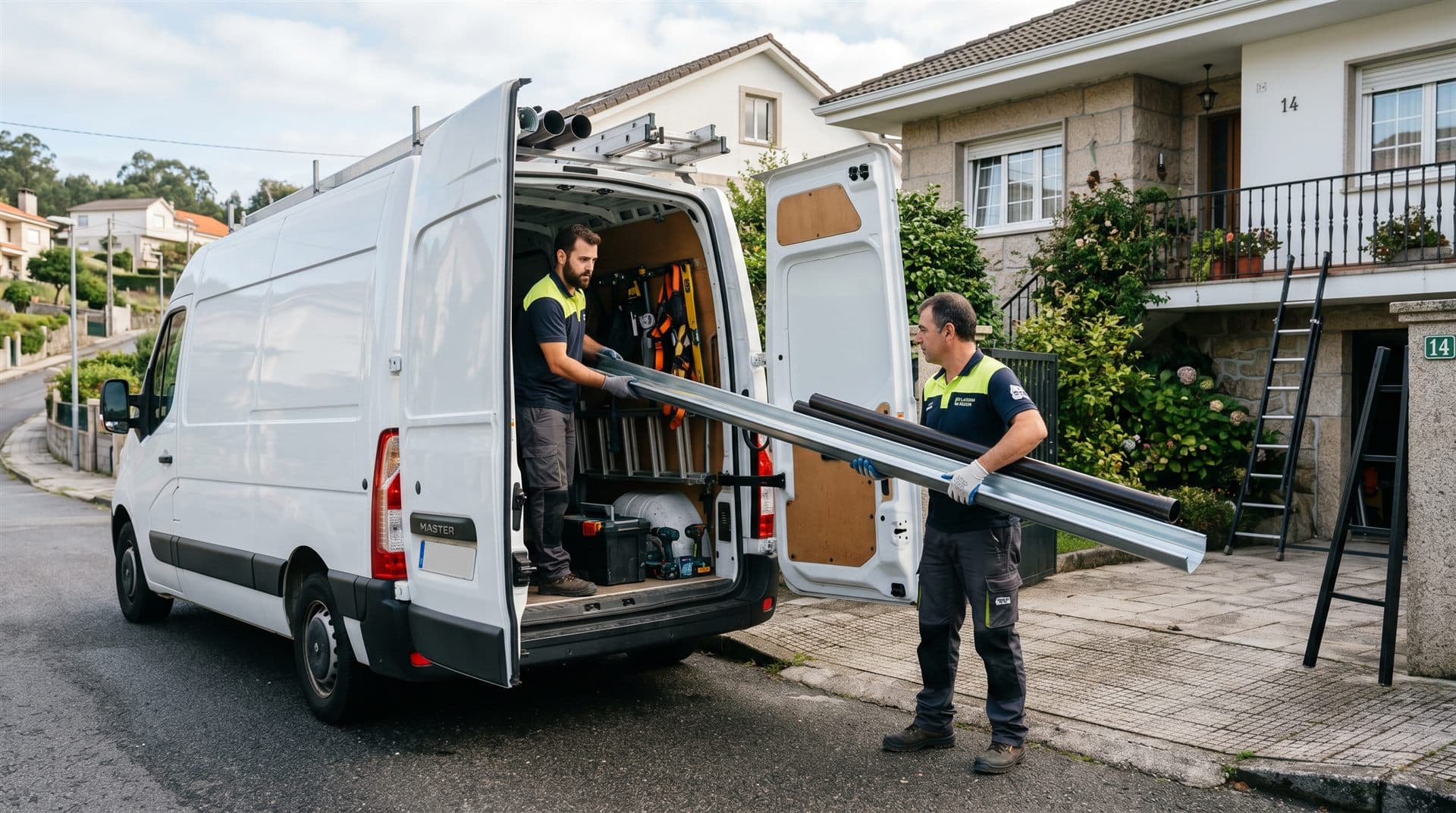 Equipo de reparación de canalones y bajantes en Vigo